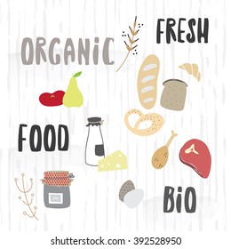 Set of fresh organic food