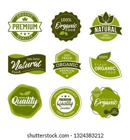 Set of Fresh Organic food Labels and Elements 