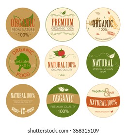 Set of Fresh Organic Label and Element. Nature label.