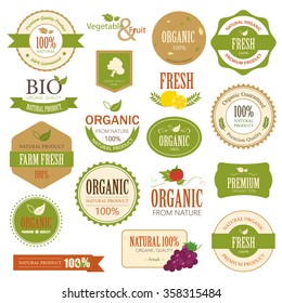 Set of Fresh Organic Label and Element. Nature label.