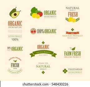 Set of Fresh Organic Label and Element. Nature label. Banner natural vector.