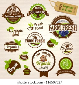 Set of Fresh Organic Labels and Elements