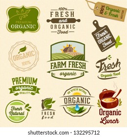 Set of Fresh Organic Labels and Elements