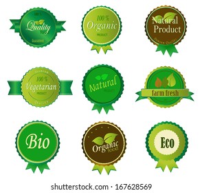 Set of Fresh Organic Labels and Elements