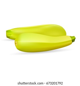 Set Of Fresh Ripe Zucchini Isolated On A White Background.
