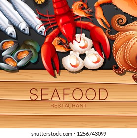 Set of fresh seafood illustration