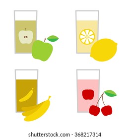 Set of fresh squeezed juices vector illustration.
