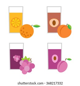 Set of fresh squeezed juices vector illustration.
