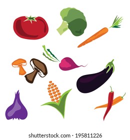 Set of fresh vegetables