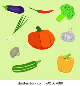 A set of fresh vegetables.
