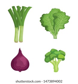 set of fresh vegetables with healthy nutrition