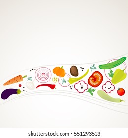 Set of fresh vegetables vector design. Good for theme proper nutrition, diet, eco farm, farming, vegetarians,vegan, harvest ripe products. Flat design.