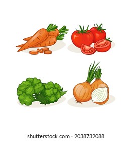 Set fresh vegetables vector illustration
