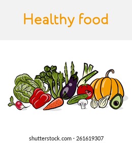 Set of Fresh Vegetables, Vector Sketch of Vegetables