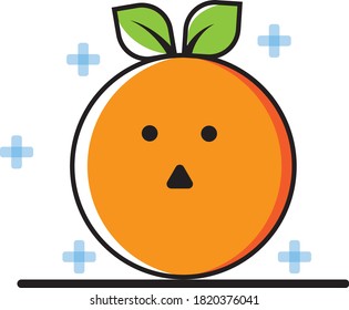 Set of fresh whole, half, cut slice and leaves orange fruit