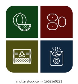 Conjunto de iconos de frescura. Tales como sandía, papa, cereza, papa , iconos de frescura