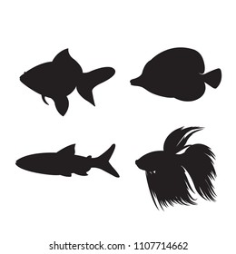 Set of freshwater aquarium cartoon fishes.