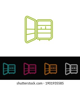 Set of Fridge icons. Outline fridge vector icon for web design isolated on white background