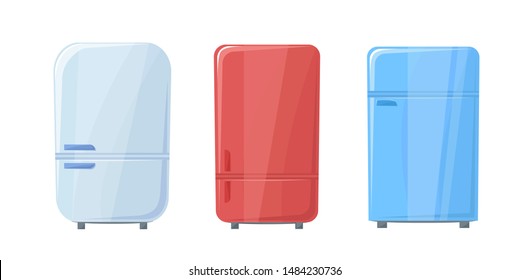 Set of Fridges. Free different  refrigerators. Vector illustration in cartoon style.