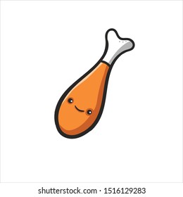 Set Fried Chicken Cartoon with Full Color Illustration