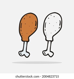 Set Fried Chicken icon Design Template. Illustration vector graphic. cartoon.Flat design.Outline and colored style isolated on white background. Perfect for food concepts, diet infographics.