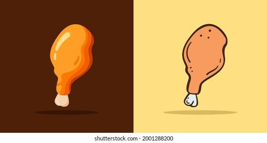 Set Fried Chicken leg icon Design Template. Illustration vector graphic. Flat design. Fast food.Perfect for food concepts, diet infographics, icons or web design, street restaurants menu