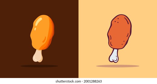 Set Fried Chicken leg icon Design Template. Illustration vector graphic. Flat design. Fast food.Perfect for food concepts, diet infographics, icons or web design, street restaurants menu