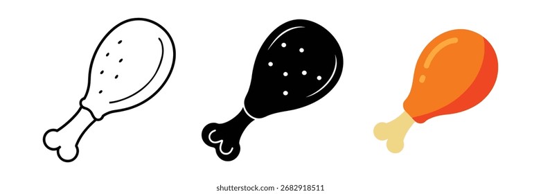 set of fried chicken leg vector illustration