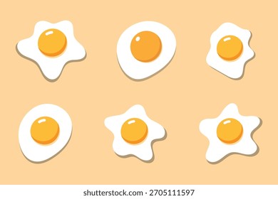 Set of Fried egg flat icon. Egg Omelet vector illustration