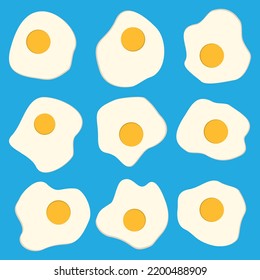 Set of fried egg illustration doodle style