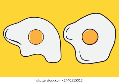 Set of fried egg illustration doodle style, eps10