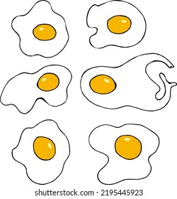 Se coloca con huevo frito sobre fondo blanco. Imagen vectorial.