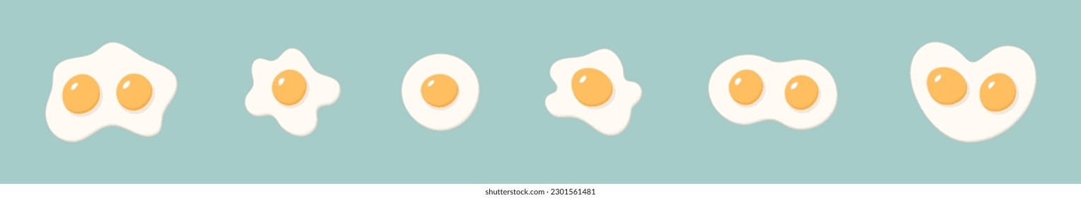 Set mit frittierten Eiern in verschiedenen Formen. Einzige Vektorgrafik.
