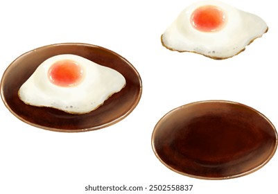 Un juego de huevos fritos en un plato
