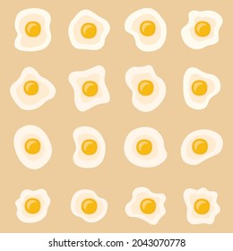 Set of fried eggs. Top view. Healthy breakfast, vector illustration