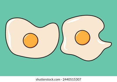 Set of fried eggs. Vector illustration.