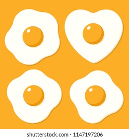 Set of fried eggs. Vector illustrations in cartoon flat style