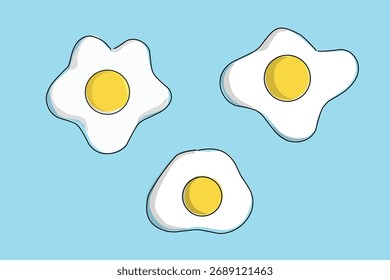 set of fried eggs vector illutration.eps