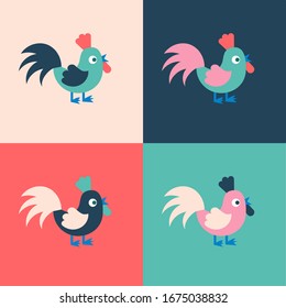 conjunto de una agradable y linda colección de pollos
