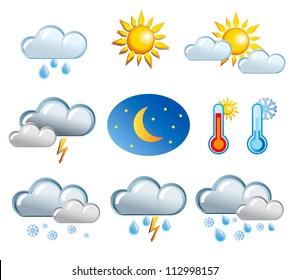 set of friendly weather icons