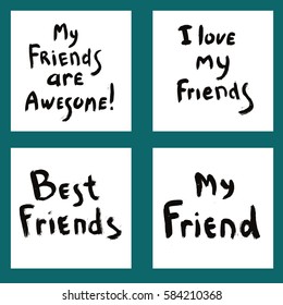 Set of friends cards calligraphy