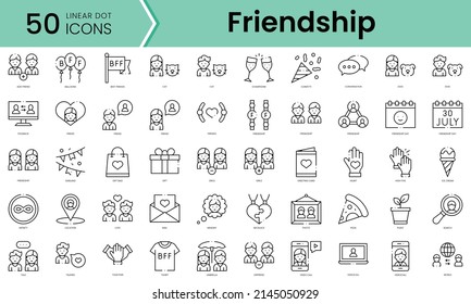 Set of friendship day icons. Line art style icons bundle. vector illustration