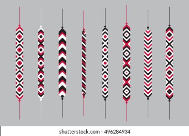 Set of friendship hippy bracelets. Vector illustration