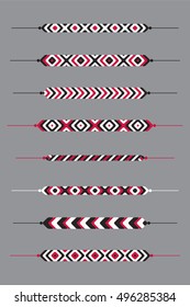 Set of friendship hippy bracelets. Vector illustration
