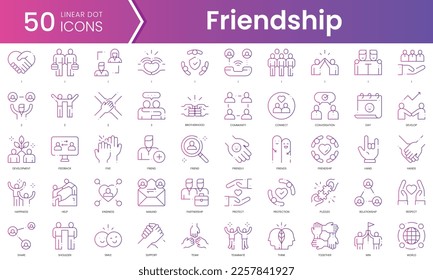 Juego de iconos de amistad. Conjunto de iconos de estilo de degradado. Ilustración vectorial