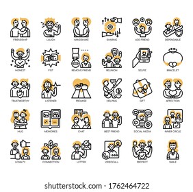 Set of friendship thin line and pixel perfect icons for any web and app project. 