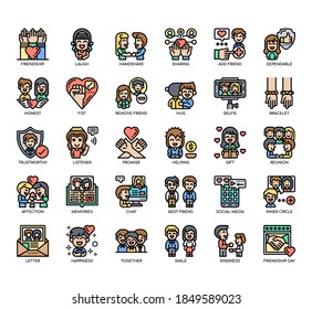 Set of Friendship thin line and pixel perfect icons for any web and app project. 