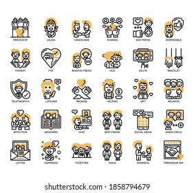 Set of Friendship thin line and pixel perfect icons for any web and app project. 