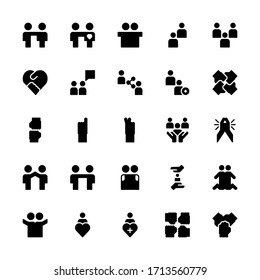 Set of Friendship Together Relation Forever glyph style icon - vector