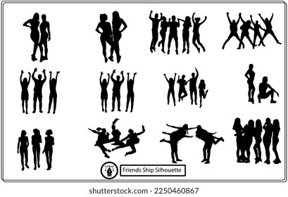 Set of Friendsship vector silhouettes.